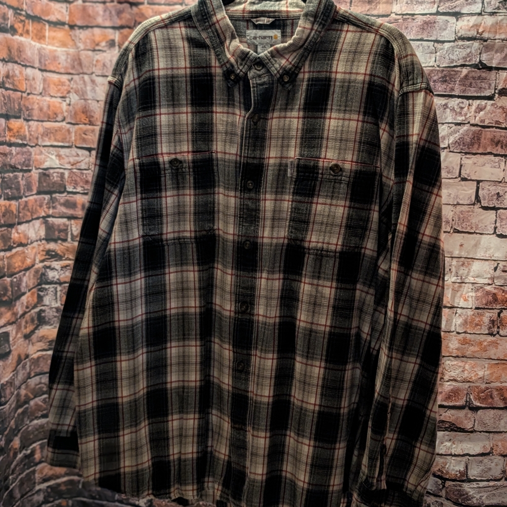 Carhartt Red and Gray Casual Button Down Shirt